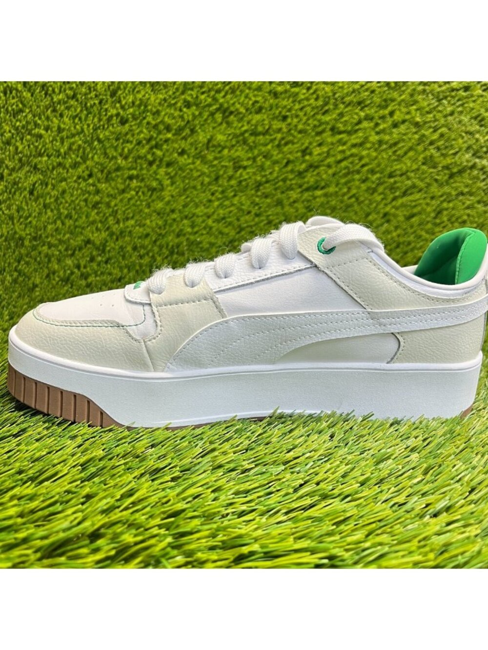 Puma Carina Street VTG Womens Size 10 White Gum Athletic Leather Shoes Sneakers - Picture 2 of 10